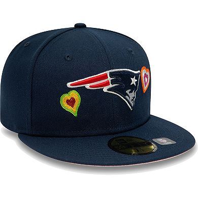 Men's New Era Navy New England Patriots Chain Stitch Heart 59FIFTY Fitted Hat