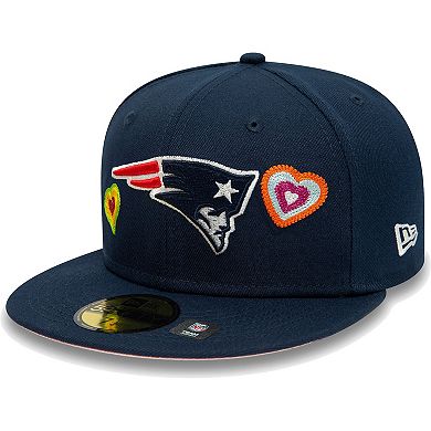 Men's New Era Navy New England Patriots Chain Stitch Heart 59FIFTY Fitted Hat