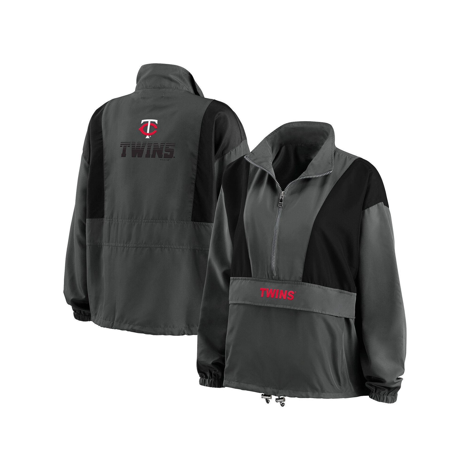 Womens WEAR by Erin Andrews Charcoal Minnesota Twins Packable Half-Zip Jac