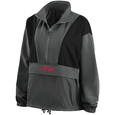 Women's WEAR by Erin Andrews Charcoal Minnesota Twins Packable Half-Zip Jacket