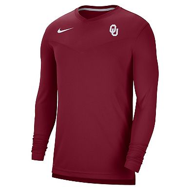 Men's Nike Crimson Oklahoma Sooners 2022 Coach Performance Long Sleeve V-Neck T-Shirt