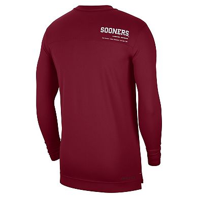 Men's Nike Crimson Oklahoma Sooners 2022 Coach Performance Long Sleeve V-Neck T-Shirt