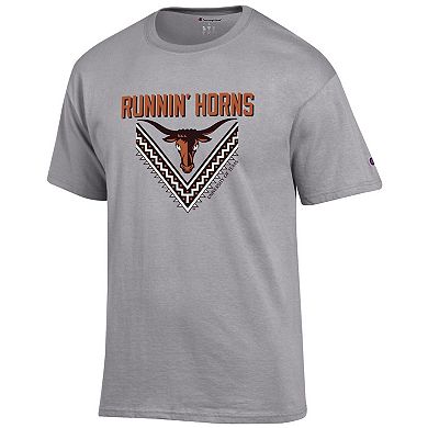 Men's Champion Heathered Gray Texas Longhorns Runnin' Horns T-Shirt