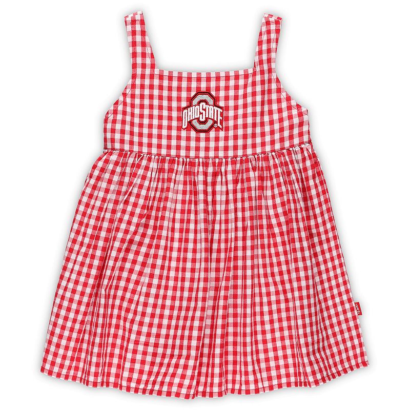 Girls Toddler Garb Scarlet Ohio State Buckeyes Cara Woven Gingham Dress, To