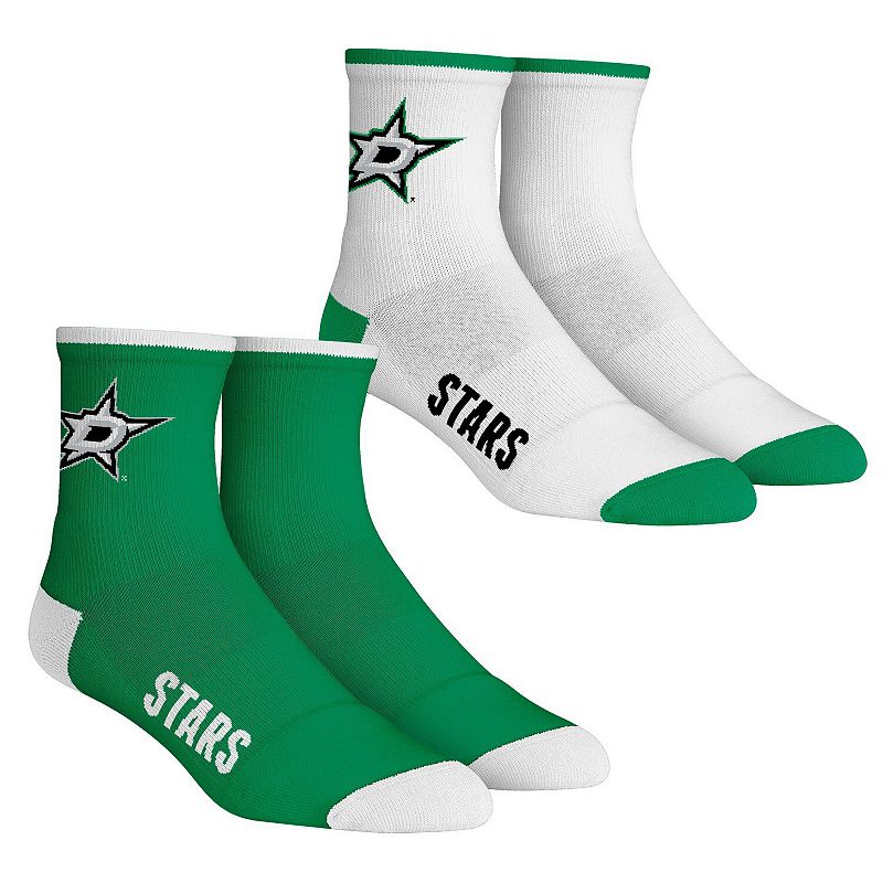Youth Rock Em Socks Dallas Stars Core Team 2-Pack Quarter Length Sock Set, 