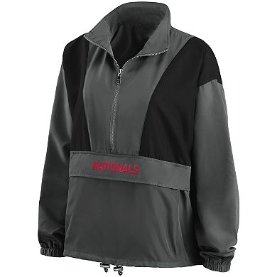 Women's WEAR by Erin Andrews Charcoal Washington Nationals Packable Half-Zip Jacket