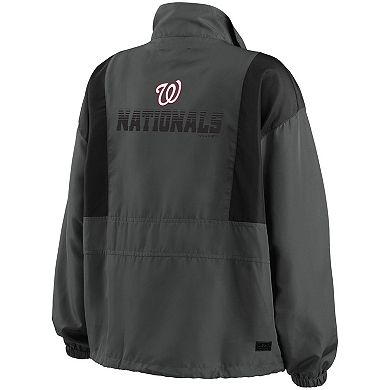 Women's WEAR by Erin Andrews Charcoal Washington Nationals Packable Half-Zip Jacket