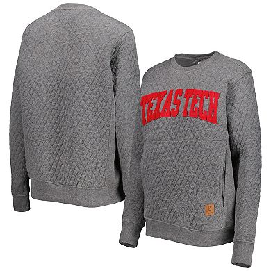 Women's Pressbox Heather Charcoal Texas Tech Red Raiders Moose Quilted Pullover Sweatshirt
