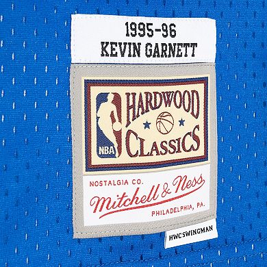 Men's Mitchell & Ness Kevin Garnett Black/Blue Minnesota Timberwolves Hardwood Classics 1995/96 Split Swingman Jersey