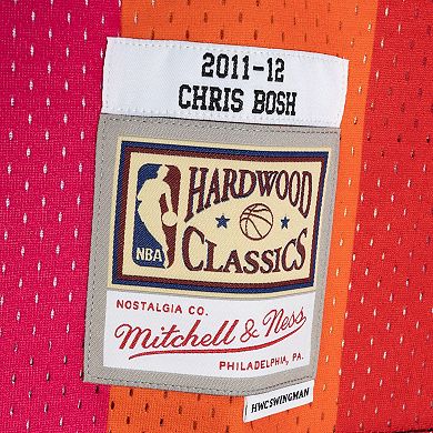 Men's Mitchell & Ness Chris Bosh Black/Red Miami Heat Hardwood Classics 2011-12 Split Swingman Jersey