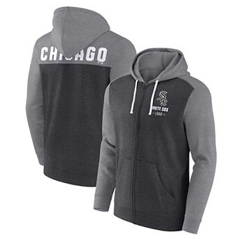 Men's Fanatics Branded Heathered Charcoal/Heathered Gray Chicago White Sox Blown Away Full-Zip Hoodie