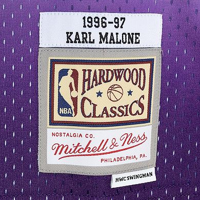 Men's Mitchell & Ness Karl Malone Purple/Turquoise Utah Jazz Hardwood Classics 1996-97 Split Swingman Jersey