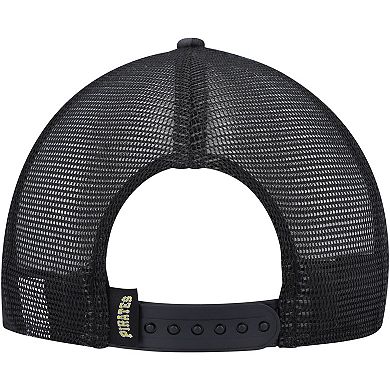 Men's New Era Black Pittsburgh Pirates Repeat A-Frame 9FIFTY Trucker Snapback Hat