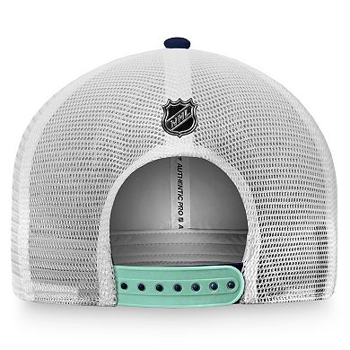 Men's Fanatics Deep Sea Blue/White Seattle Kraken Authentic Pro Rink Trucker Snapback Hat