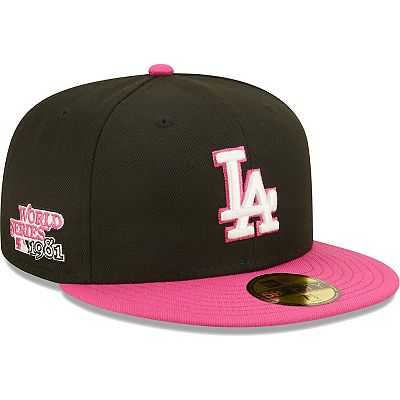 Men s New Era Black Pink Los Angeles Dodgers 1981 World Series Champions Passion 59FIFTY Fitted Hat