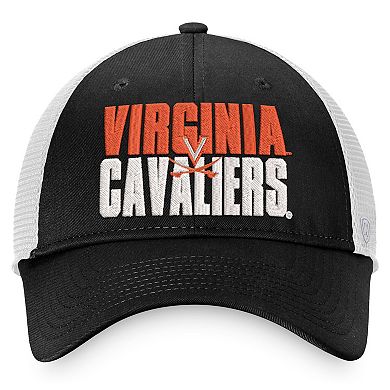Men's Top of the World Black/White Virginia Cavaliers Stockpile Trucker Snapback Hat