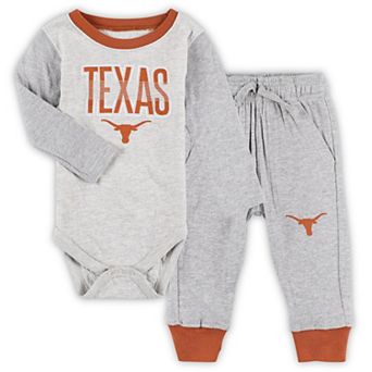 Infant Wes & Willy Heather Gray Texas Longhorns Jie Jie Long Sleeve Bodysuit & Pants Set