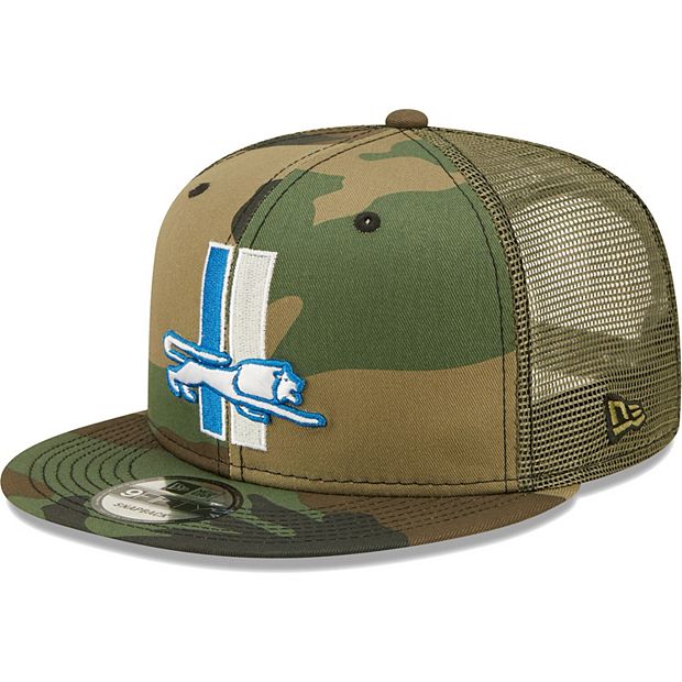 Men's New Era Camo/Olive Detroit Lions Historic Logo Trucker