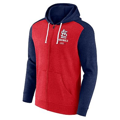 Men's Fanatics Branded Heathered Red/Heathered Navy St. Louis Cardinals Blown Away Full-Zip Hoodie