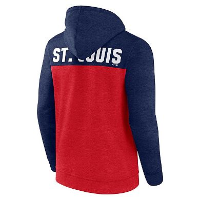 Men's Fanatics Branded Heathered Red/Heathered Navy St. Louis Cardinals Blown Away Full-Zip Hoodie