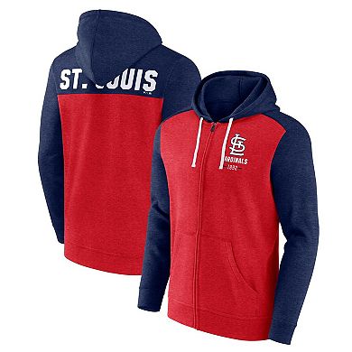Men's Fanatics Branded Heathered Red/Heathered Navy St. Louis Cardinals Blown Away Full-Zip Hoodie