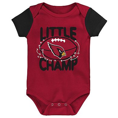 Newborn & Infant Cardinal/Black Arizona Cardinals Little Champ Three-Piece Bodysuit Bib & Booties Set