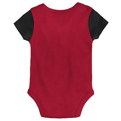 Newborn & Infant Cardinal/Black Arizona Cardinals Little Champ Three-Piece Bodysuit Bib & Booties Set