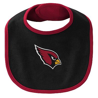 Newborn & Infant Cardinal/Black Arizona Cardinals Little Champ Three-Piece Bodysuit Bib & Booties Set