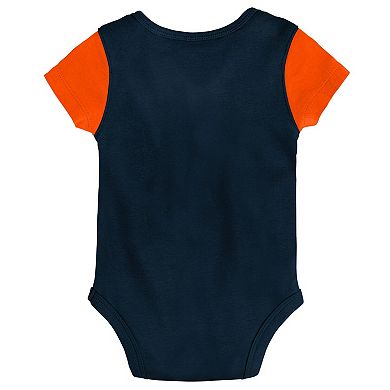 Newborn & Infant Navy/Orange Chicago Bears Little Champ Three-Piece Bodysuit Bib & Booties Set