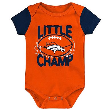 Newborn & Infant Orange/Navy Denver Broncos Little Champ Three-Piece Bodysuit Bib & Booties Set