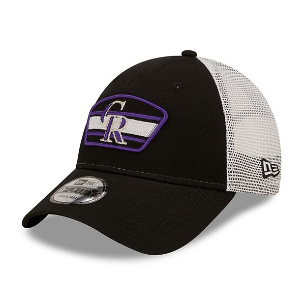 Men's New Era Black/White Colorado Rockies Logo Patch 9FORTY Trucker ...