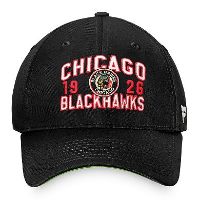 Men's Fanatics Branded Black Chicago Blackhawks True Classic Retro Adjustable Hat