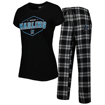 Women's Concepts Sport Black/Gray Miami Marlins Badge T-Shirt & Pajama Pants Sleep Set