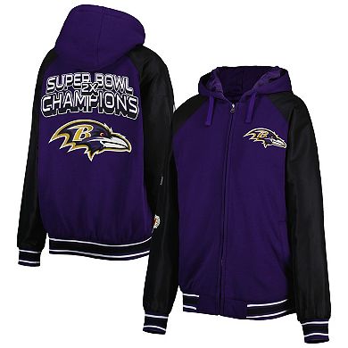 Men's G-III Sports by Carl Banks Purple Baltimore Ravens Defender Raglan Full-Zip Hoodie Varsity Jacket