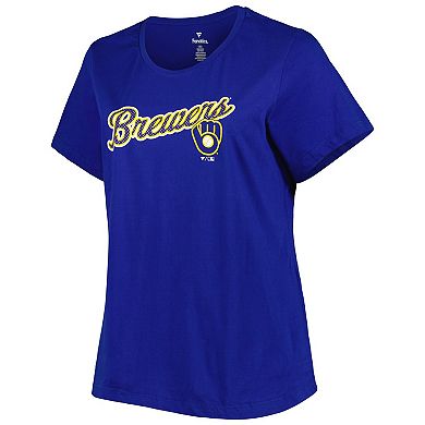 Women's Royal Milwaukee Brewers Plus Size Team Scoop Neck T-Shirt