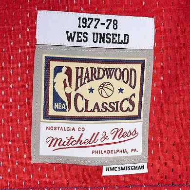 Men's Mitchell & Ness Wes Unseld Blue/Red Washington Bullets Hardwood Classics 1977-78 Split Swingman Jersey