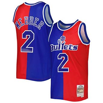 Men's Mitchell & Ness Chris Webber Blue/Red Washington Bullets Hardwood Classics 1994-95 Split Swingman Jersey