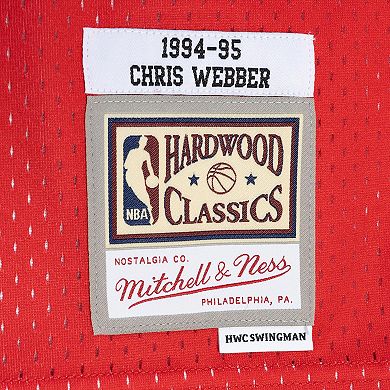 Men's Mitchell & Ness Chris Webber Blue/Red Washington Bullets Hardwood Classics 1994-95 Split Swingman Jersey