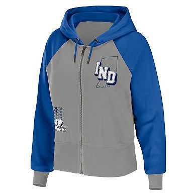 Women's WEAR by Erin Andrews Gray Indianapolis Colts Colorblock Full-Zip Hoodie