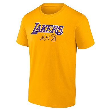 Men's Fanatics Branded Anthony Davis Gold Los Angeles Lakers Name & Number T-Shirt