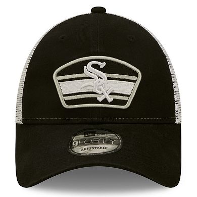 Men's New Era Black/White Chicago White Sox Logo Patch 9FORTY Trucker Snapback Hat