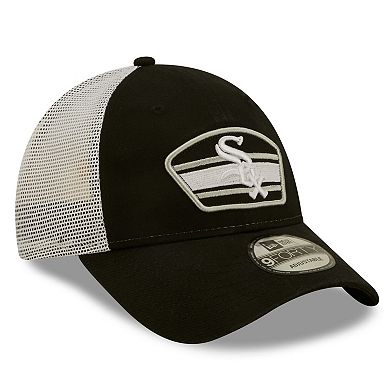 Men's New Era Black/White Chicago White Sox Logo Patch 9FORTY Trucker Snapback Hat