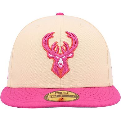 Men's New Era Orange/Pink Milwaukee Bucks Passion Mango 59FIFTY Fitted Hat