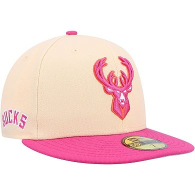 Men's New Era Orange/Pink Milwaukee Bucks Passion Mango 59FIFTY Fitted Hat