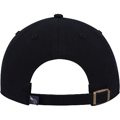 Men's '47 Black Charlotte Hornets Team Logo Clean Up Adjustable Hat