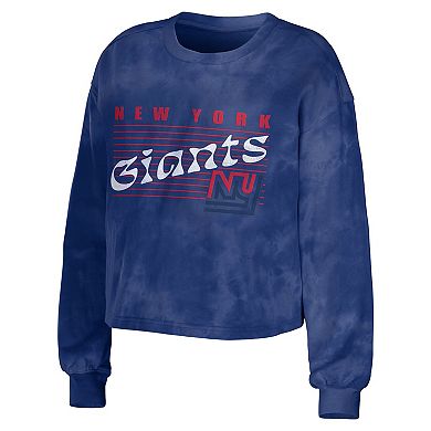 Women's WEAR by Erin Andrews Royal New York Giants Tie-Dye Cropped ...