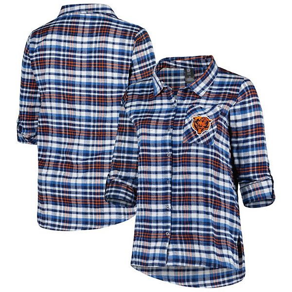 Women's Concepts Sport Navy Chicago Bears Plus Size Mainstay Flannel  Full-Button Long Sleeve Nightshirt