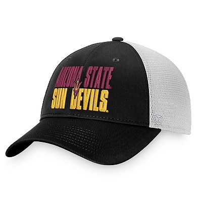 Men's Top of the World Black/White Arizona State Sun Devils Stockpile Trucker Snapback Hat