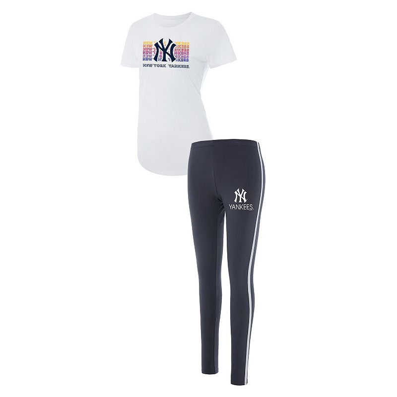 Womens Concepts Sport Charcoal/White New York Yankees Sonata T-Shirt & Leg