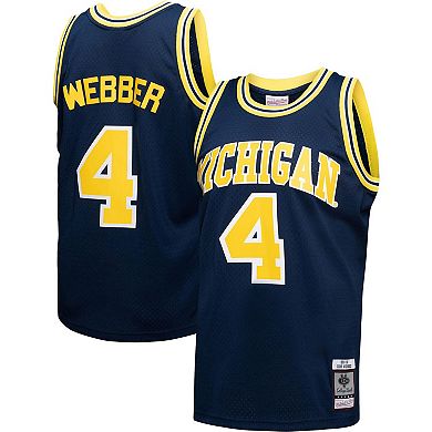 Men's Mitchell & Ness Chris Webber Navy Michigan Wolverines 1991-92 College Vault Player Swingman Jersey